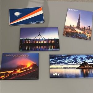 Scenic Landmark Magnet Set, Hawaii, Australia, Dubai, Marshall Islands